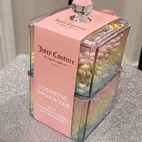 Juicy Couture Iridescent Rainbow Cosmetic Organizer w/Cotton Squares & Swabs - Picture 4 of 10